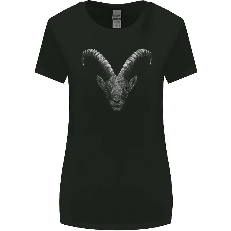 An Alpine Goat Womens Wider Cut T-Shirt Notch Collar Peter Pan Collar Cowl Neck