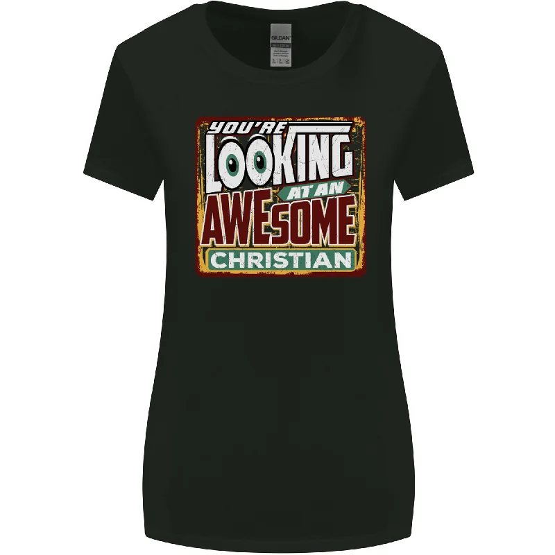 An Awesome Christian Christianity Womens Wider Cut T-Shirt Collared Crew Neck Turtle Neck