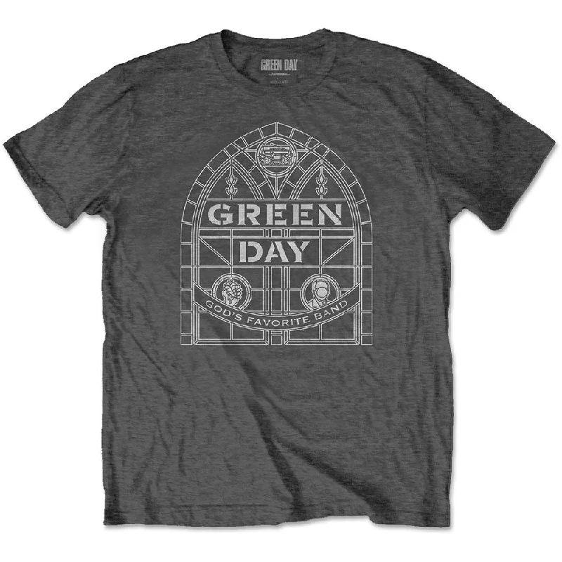 Green Day | Official Band T-Shirt | Stained Glass Arch Silk Blend Satin Velvet