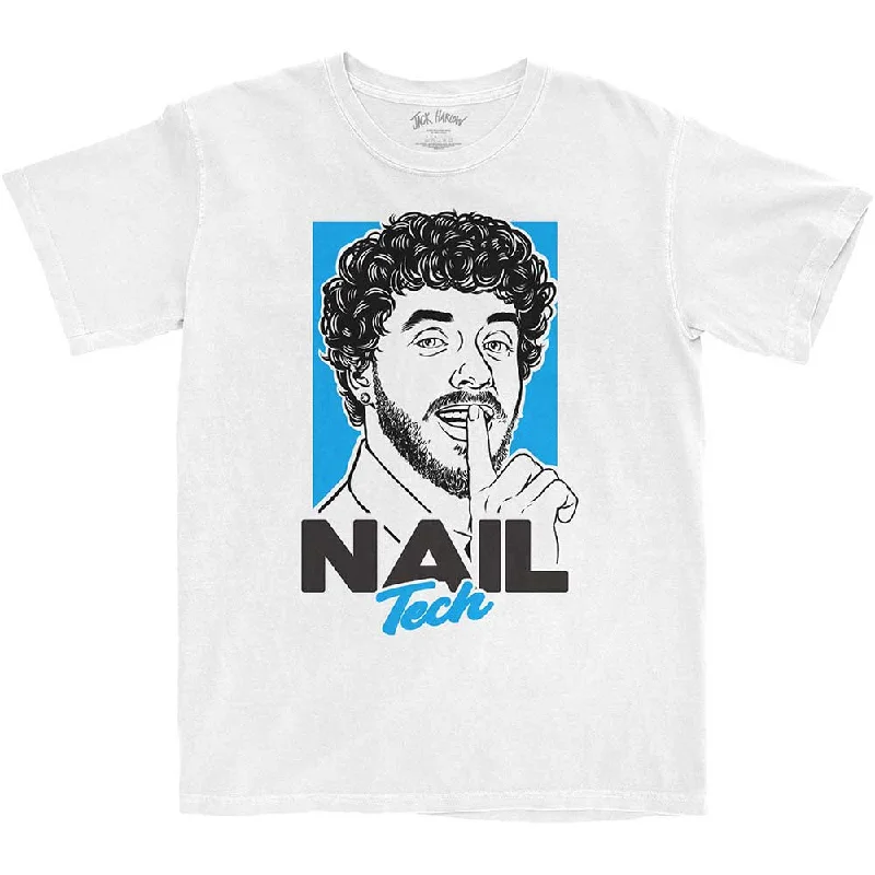 Jack Harlow | Official Band T-Shirt | Nail Tech White Oversized T-Shirt Spandex breathable