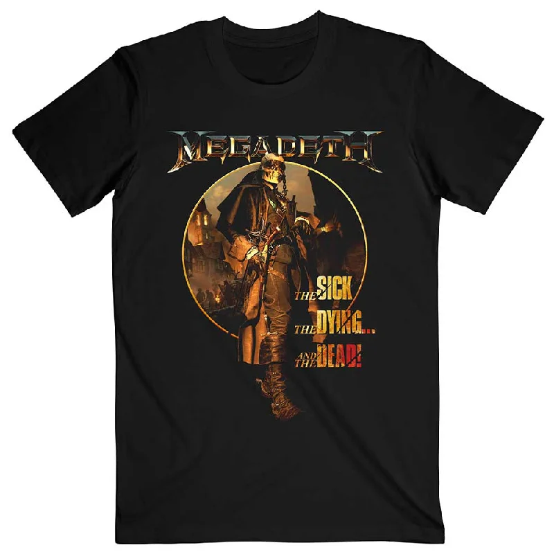 Megadeth | Official Band T-Shirt | The Sick, The Dying … And the Dead Circle Album Art Collared Crew Neck Turtle Neck Megadeth | Official Band T-Shirt | The Sick, The Dying … And the Dead Circle Album Art Collared Crew Neck Turtle Neck