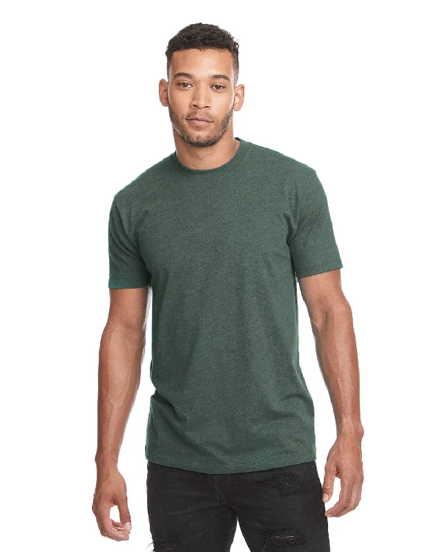 Next Level Mens CVC Crewneck Tee | Hthr Forest Grn Graphic Embroidered Appliqued