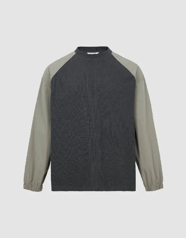 Two Toned Crew Neck Knitted T-Shirt Basic T-Shirt Crew Neck Short Sleeve