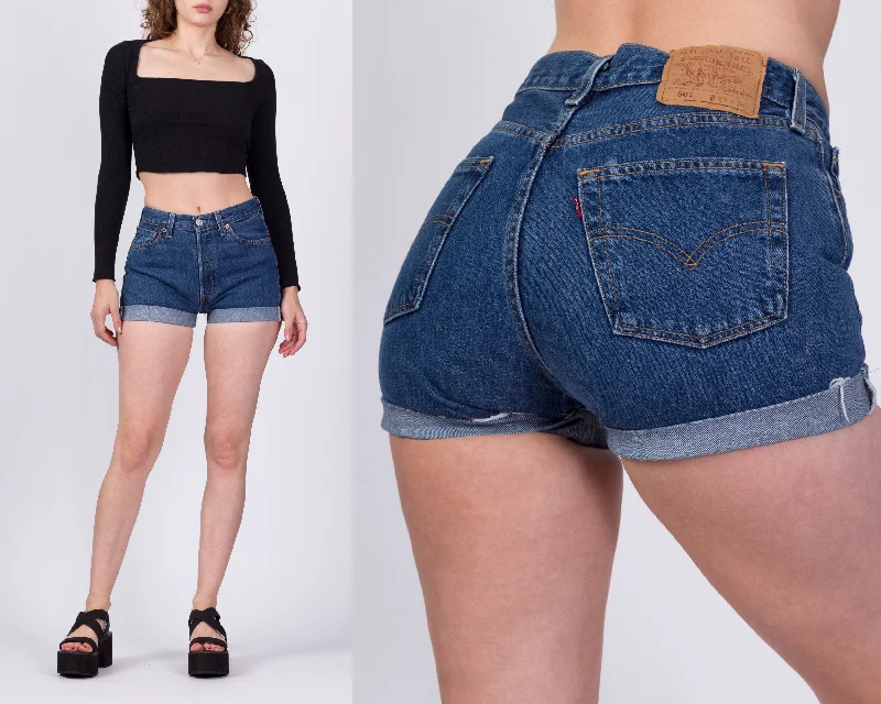 Vintage Levis 501 Cuffed Jean Shorts - Small Classic Blue Denim Jeans
