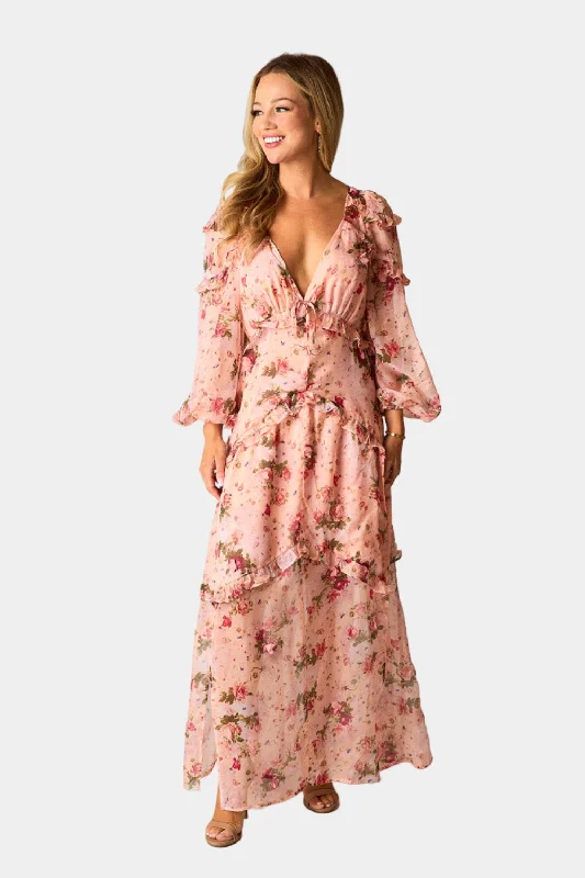 Pia Long Sleeve Maxi Dress - Spellbound Trendy Satin Maxi Dress