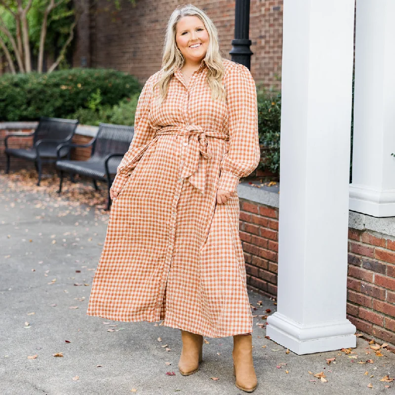 Talk To You Later Maxi Dress, Rust Fashionable Sleeveless Maxi Dress