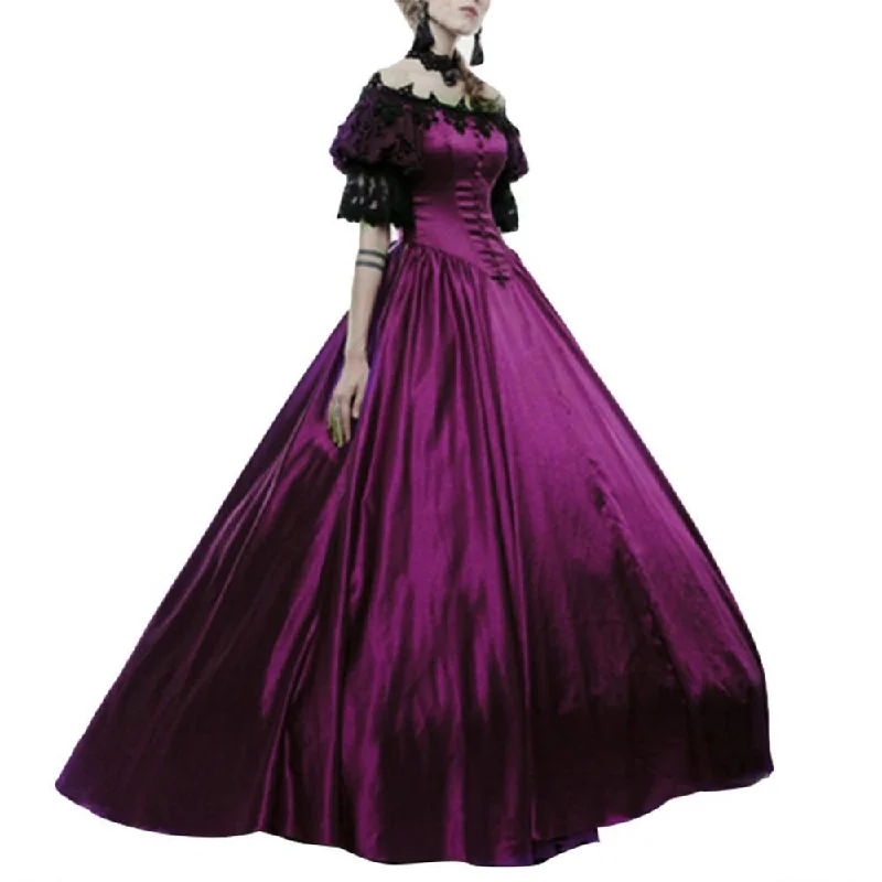 50% Sales Halloween Party Women Medieval Off Shoulder Lace Patchwork Ball Gown Maxi Dress Comfortable Ruffle Hem Maxi Dress 50% Sales Halloween Party Women Medieval Off Shoulder Lace Patchwork Ball Gown Maxi Dress Comfortable Ruffle Hem Maxi Dress