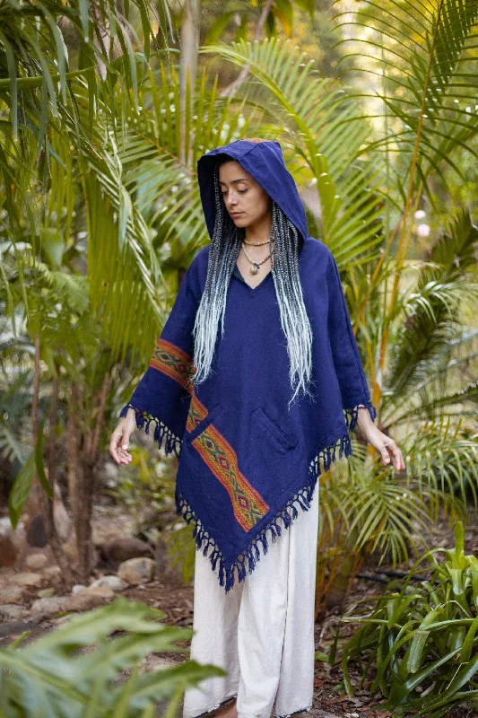 UPEKKHA Womens Poncho Indigo Purple Hooded Cashmere and Acrylic Wool Tribal Embroidery Large Hood Pockets Hippie Primitive Boho AJJAYA Hoodie with Reflective Safety Nightwear UPEKKHA Womens Poncho Indigo Purple Hooded Cashmere and Acrylic Wool Tribal Embroidery Large Hood Pockets Hippie Primitive Boho AJJAYA Hoodie with Reflective Safety Nightwear