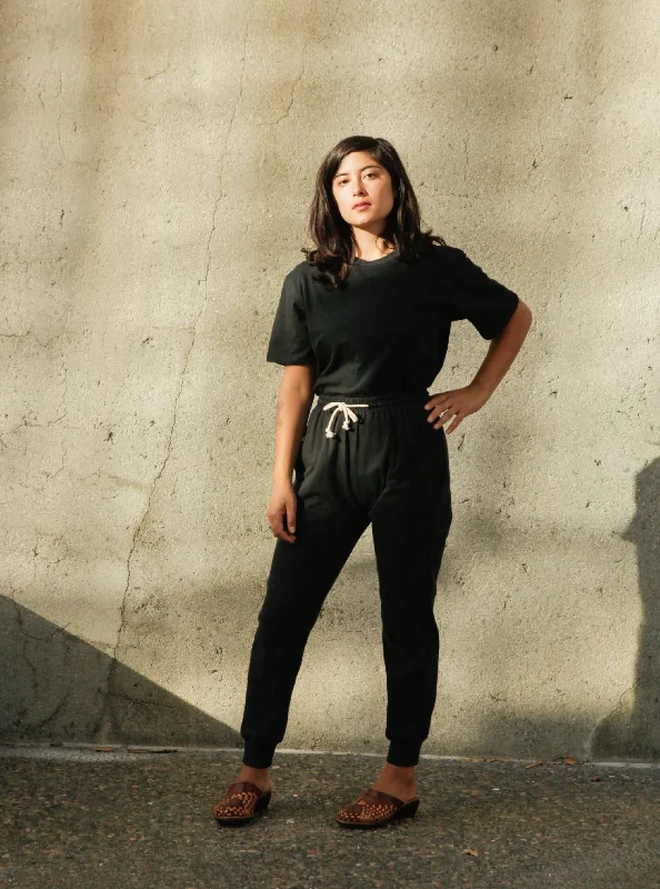Women's Organic Jogger Pants - Black Modern Stretch Trousers