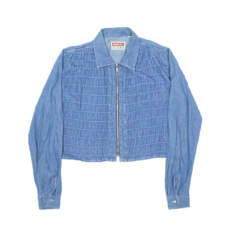 ANDREWS JEANS Ruched Cropped Denim Jacket Blue 90s Womens M Chenille Jacket Brocade Jacket Lace Jacket ANDREWS JEANS Ruched Cropped Denim Jacket Blue 90s Womens M Chenille Jacket Brocade Jacket Lace Jacket