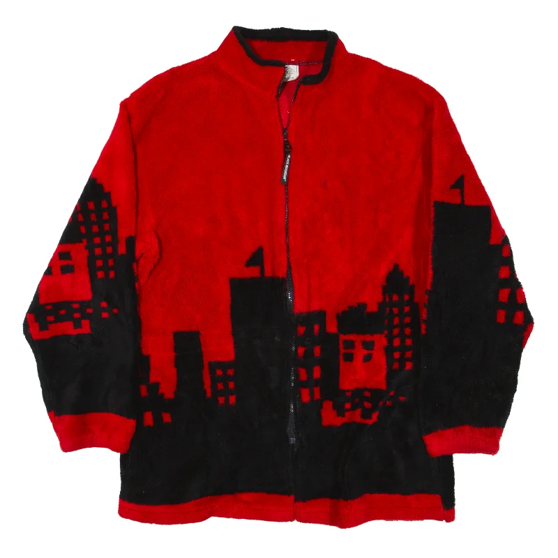 BLACK MOUNTAIN Fleece Jacket Red Womens 2XL Herringbone Jacket Houndstooth Jacket Plaid Jacket BLACK MOUNTAIN Fleece Jacket Red Womens 2XL Herringbone Jacket Houndstooth Jacket Plaid Jacket