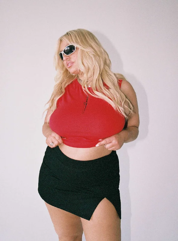 Madison Mini Skirt Black Curve cotton skirt soft