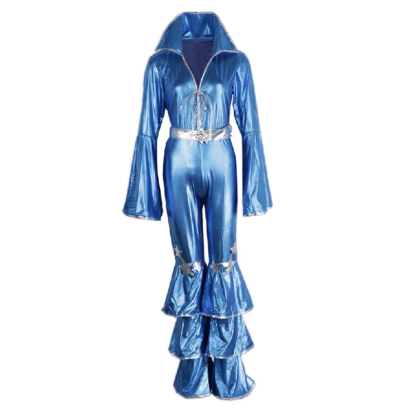 Maxbell Women's Wet Look Hip Hop Jumpsuit Costume Singer Dance Wear Fancy Dress L