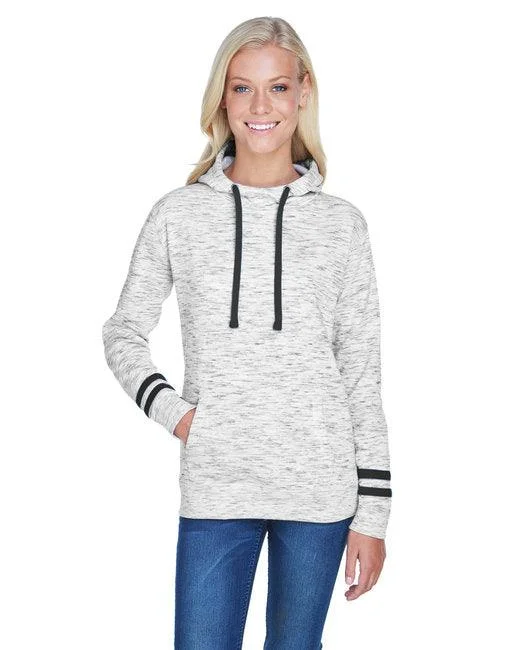 J America Ladies' Melange Scuba Neck Sweatshirt JA8674 Hoodie with Slit Hem Functional Movement J America Ladies' Melange Scuba Neck Sweatshirt JA8674 Hoodie with Slit Hem Functional Movement