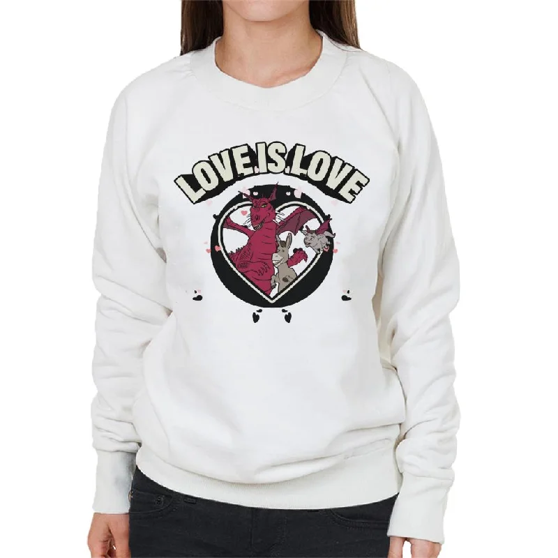 Shrek Donkey And Dragon Love Is Love Women's Sweatshirt Hoodie with Hem Applique Textured Unique Shrek Donkey And Dragon Love Is Love Women's Sweatshirt Hoodie with Hem Applique Textured Unique