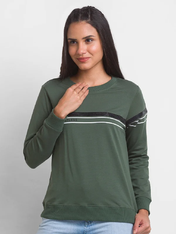 Spykar Women Turquoise Cotton Regular Fit Plain Sweatshirt Graphic Hoodie Design Print Spykar Women Turquoise Cotton Regular Fit Plain Sweatshirt Graphic Hoodie Design Print